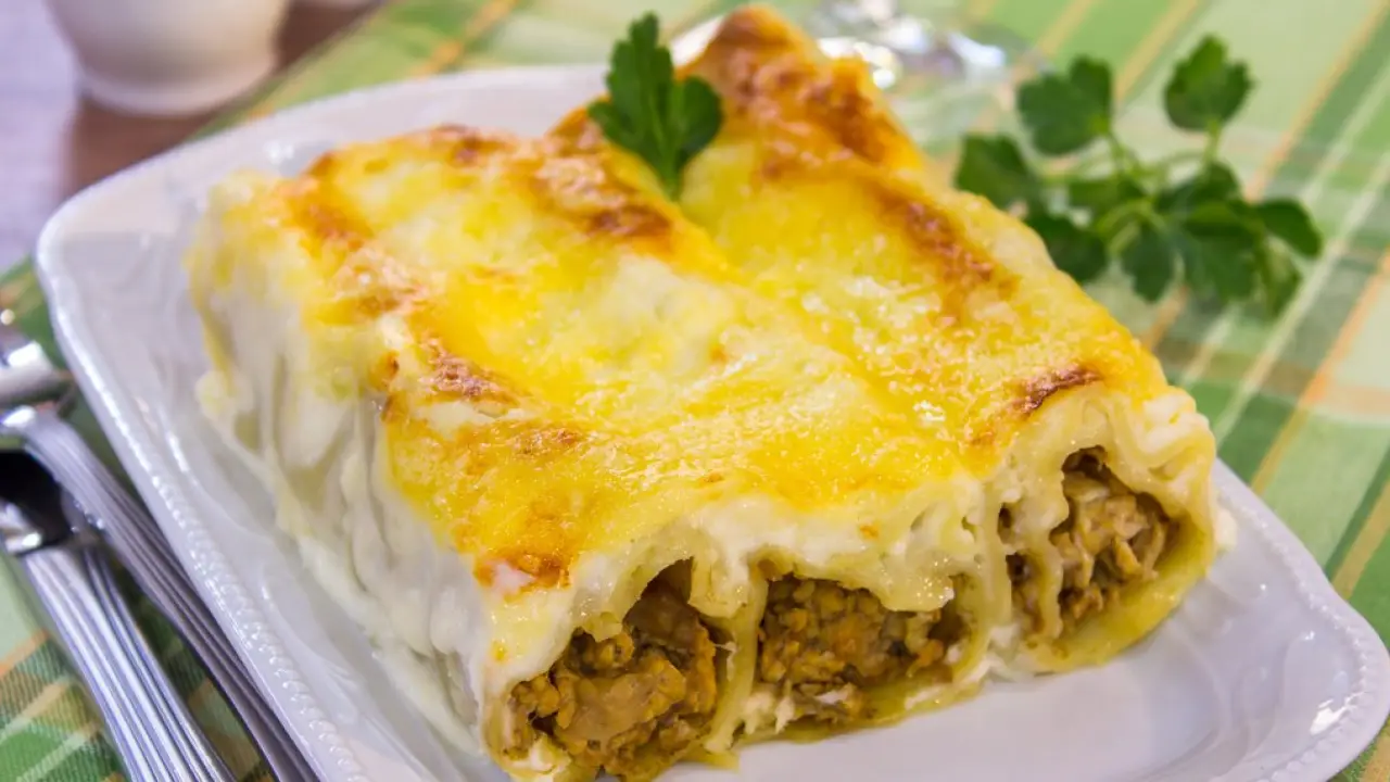 Каннеллони с белыми грибами и индейкой - рецепт с фото