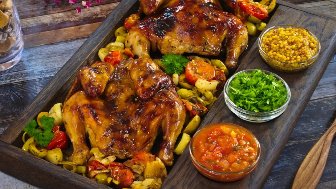 Запеченные цыплята с томатами и оливками - рецепт с фото