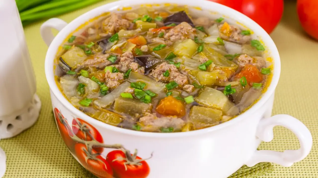 Суп из овощей с мясным фаршем - рецепт с фото